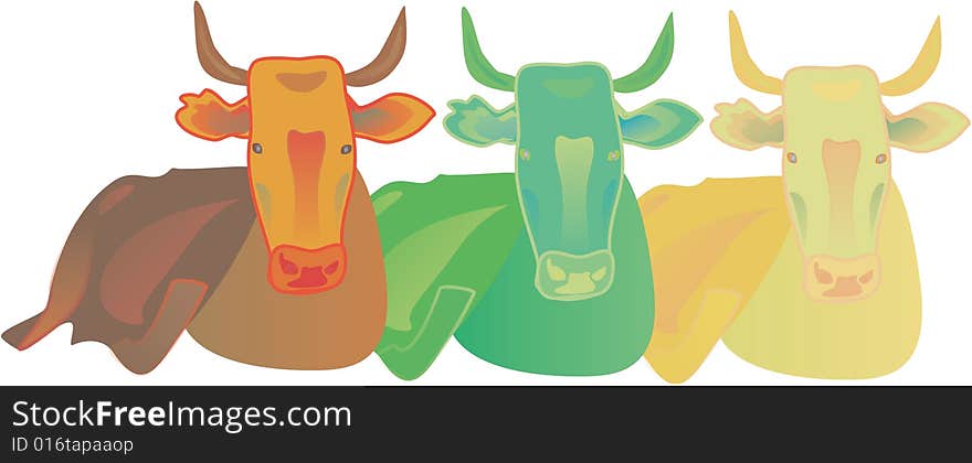 Vector illustration,  nature, pier, bull, animal, beef, farm, grassland, horned, cow, neat, brass. Vector illustration,  nature, pier, bull, animal, beef, farm, grassland, horned, cow, neat, brass