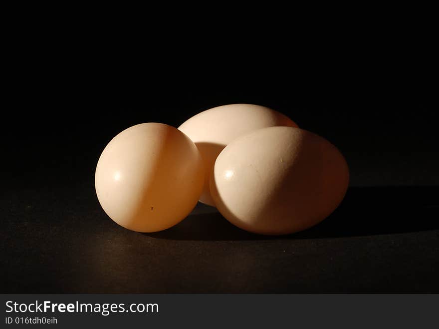 Eggs on a black background