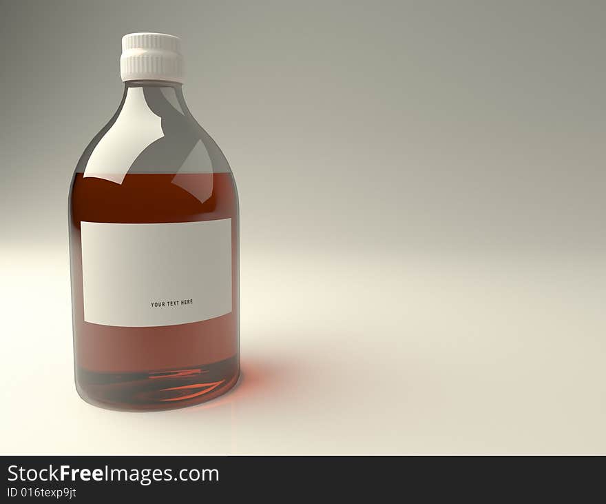 Bottle with red liquid