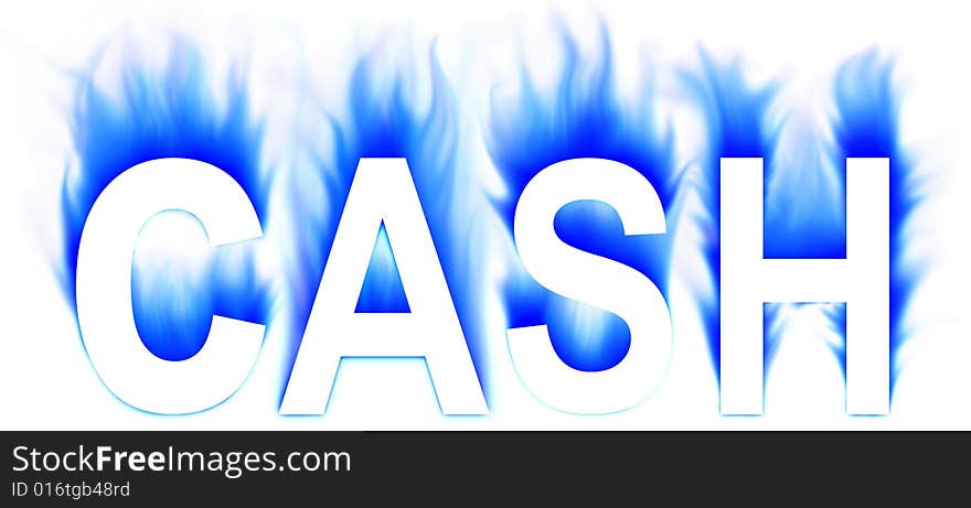 Cash word isolated in white background