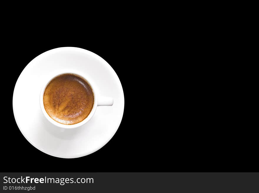 Isolated coffee cup on black background.