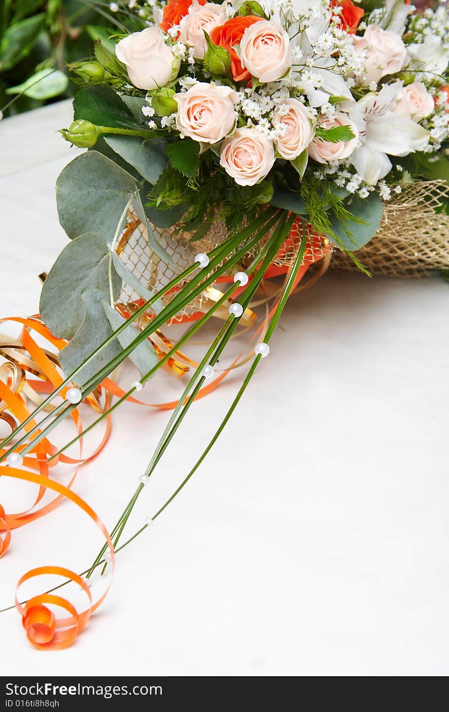 Bouquet of bride on white