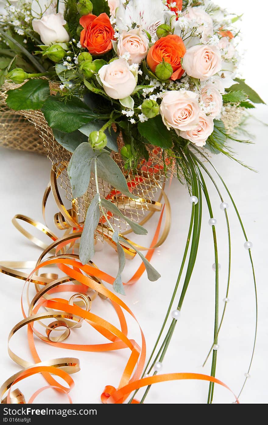 Bouquet of bride on white