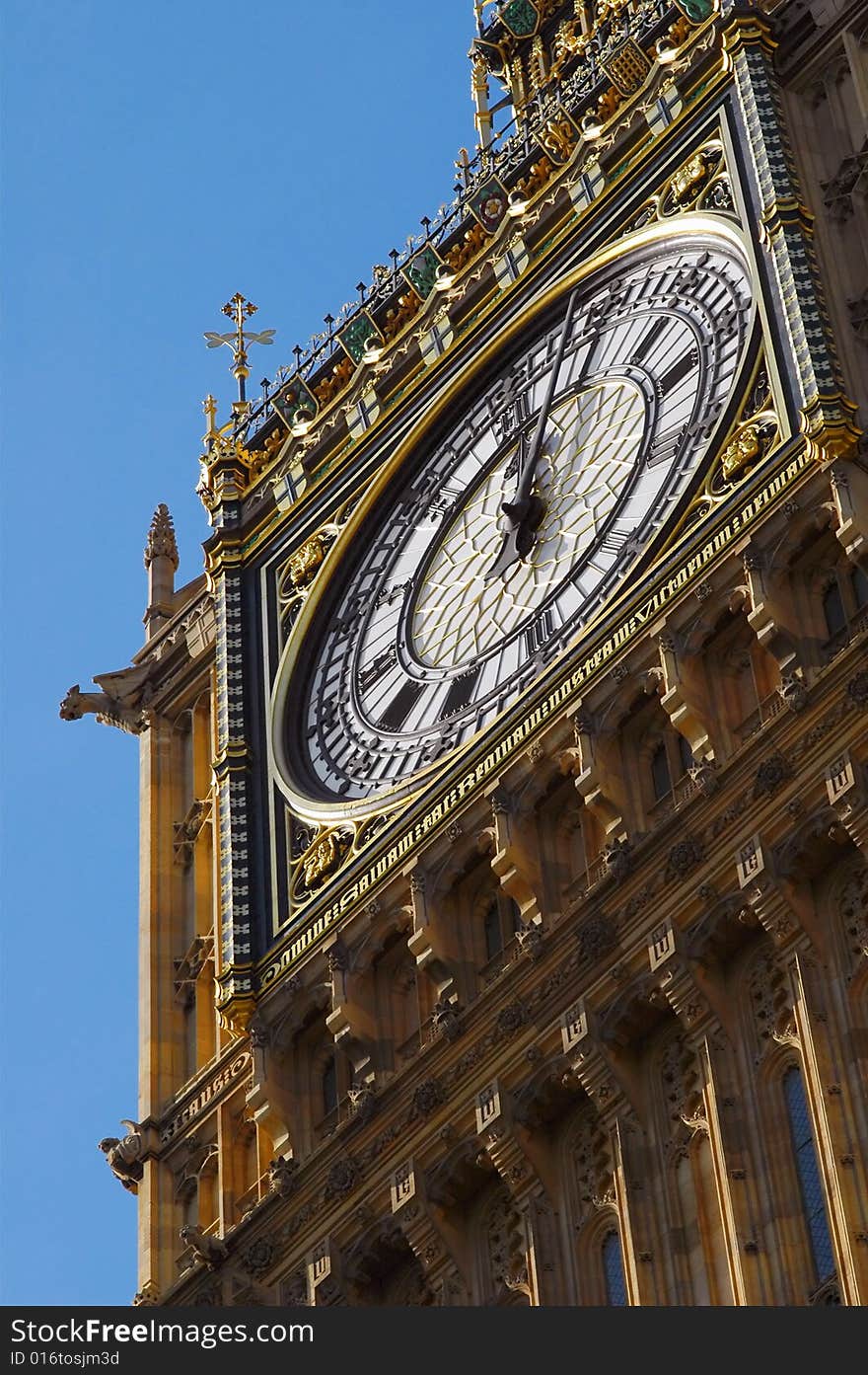 Close-up detail of london's big ben clock tower