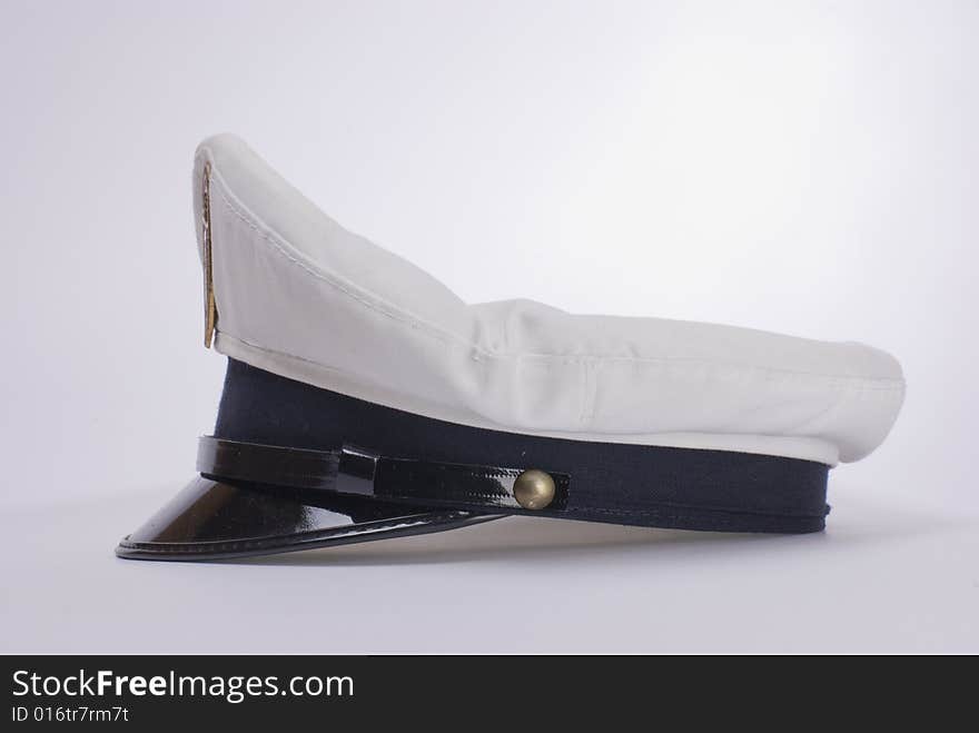 A German police hat, against a white background