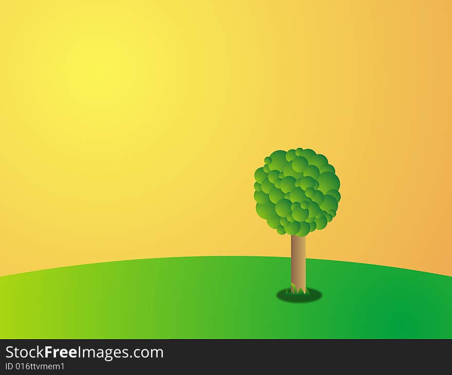 Futurist 3D tree isolated in a green field. Futurist 3D tree isolated in a green field.