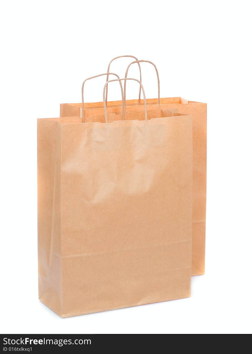 Two ecological paper bags on the white background