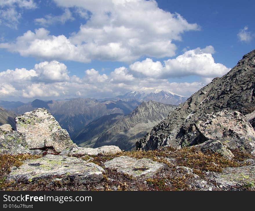 Mountain landscape, Elbrus from Leningradtsev pass