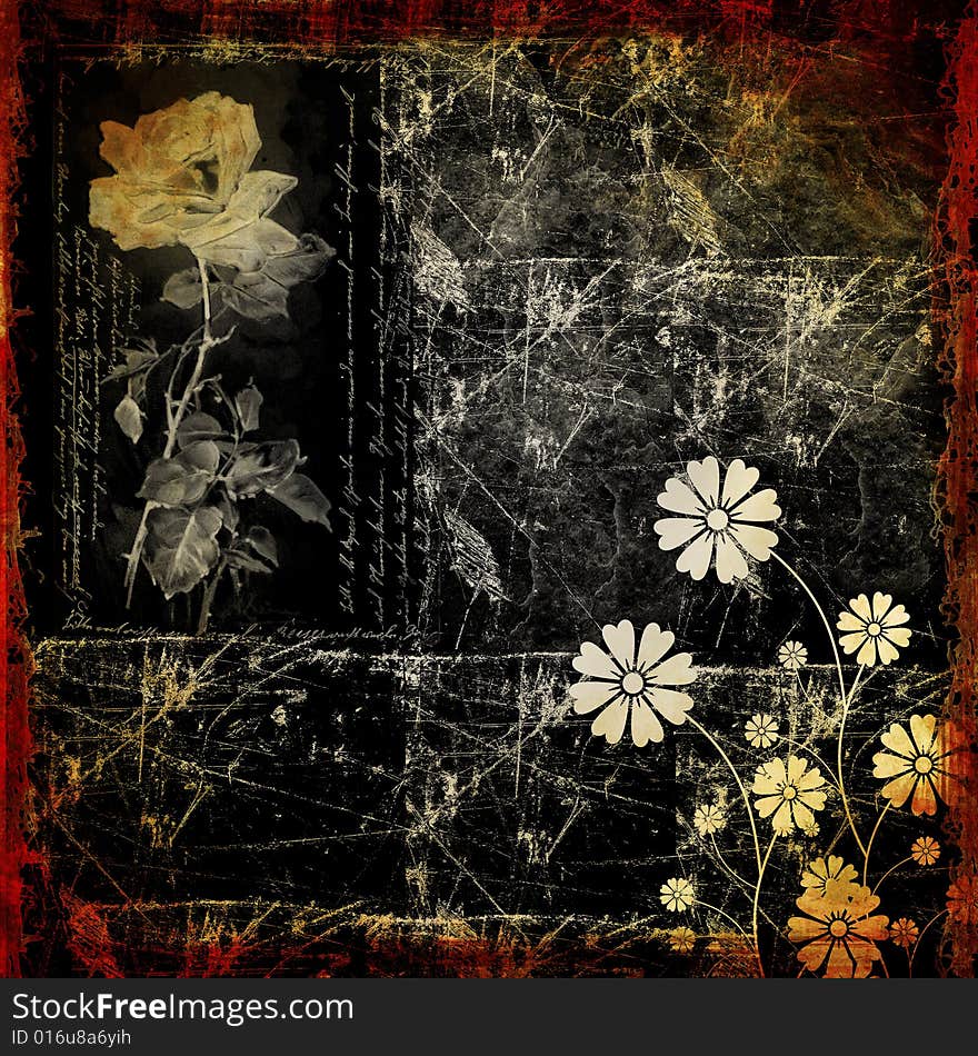 Grunge background with  cracks, dirt, stains,floral. Grunge background with  cracks, dirt, stains,floral