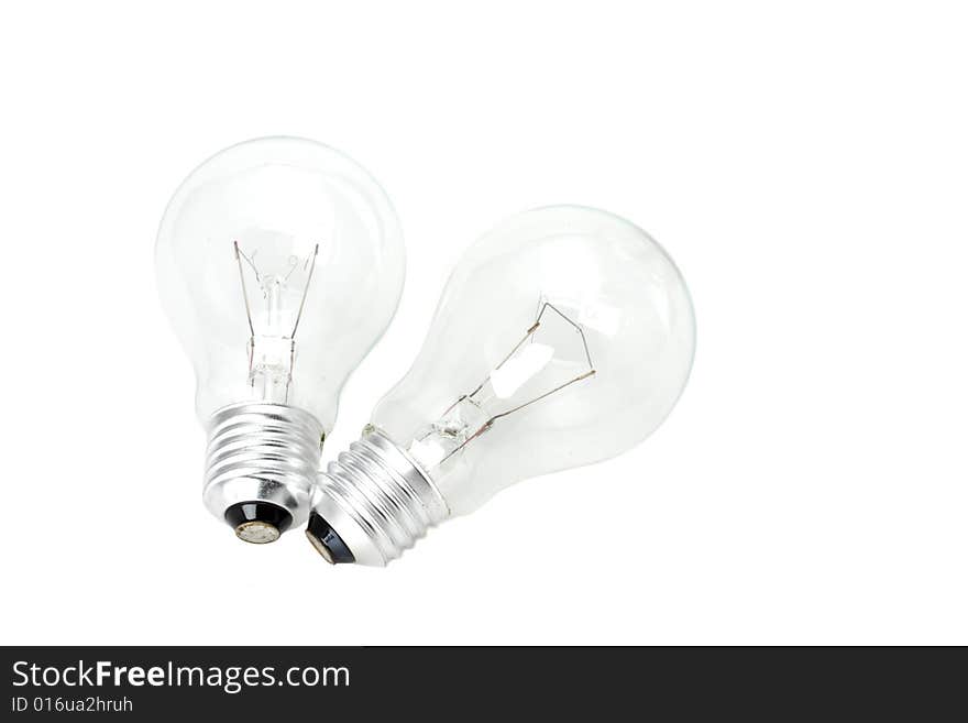 Two conventional light bulbs on white background