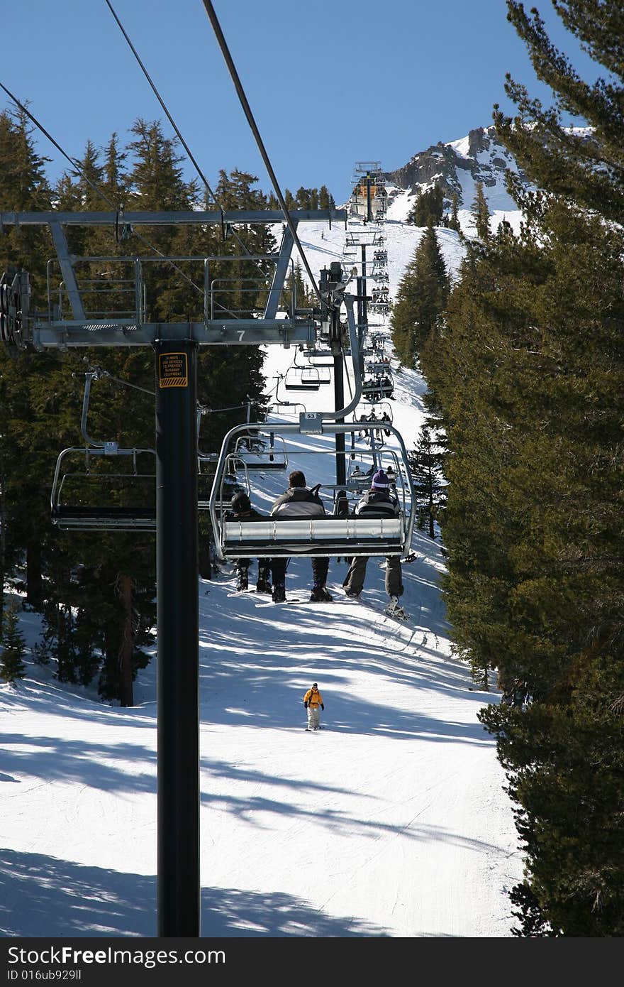 Climbing on a ski lift