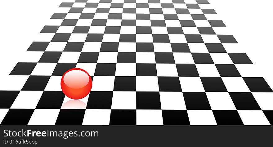 Design of glassy orb on the chess floor