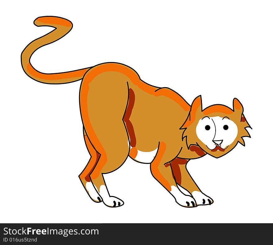 Cartoon illustration of a orange Tabby cat