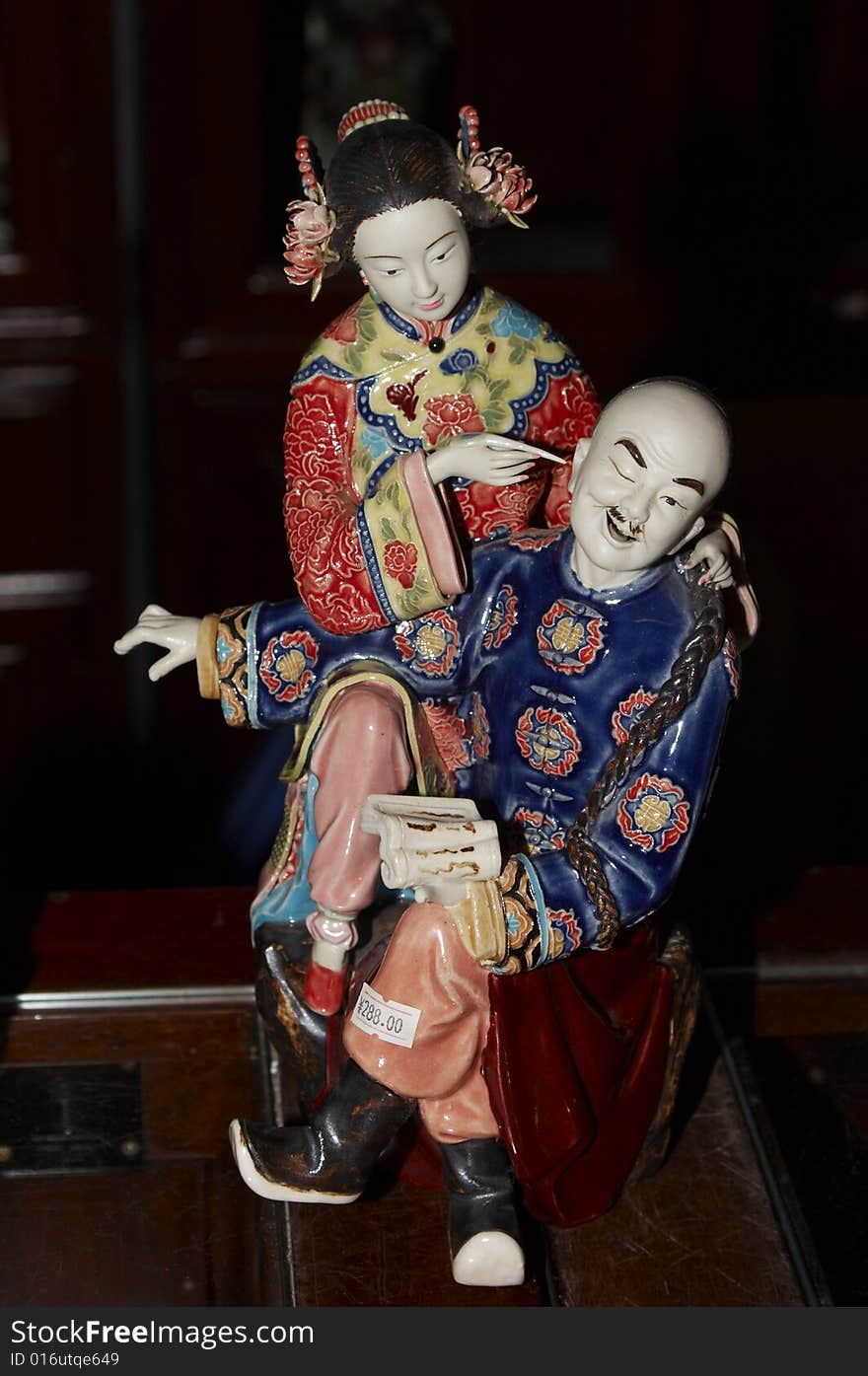 Pottery figure of a couple in tang costume