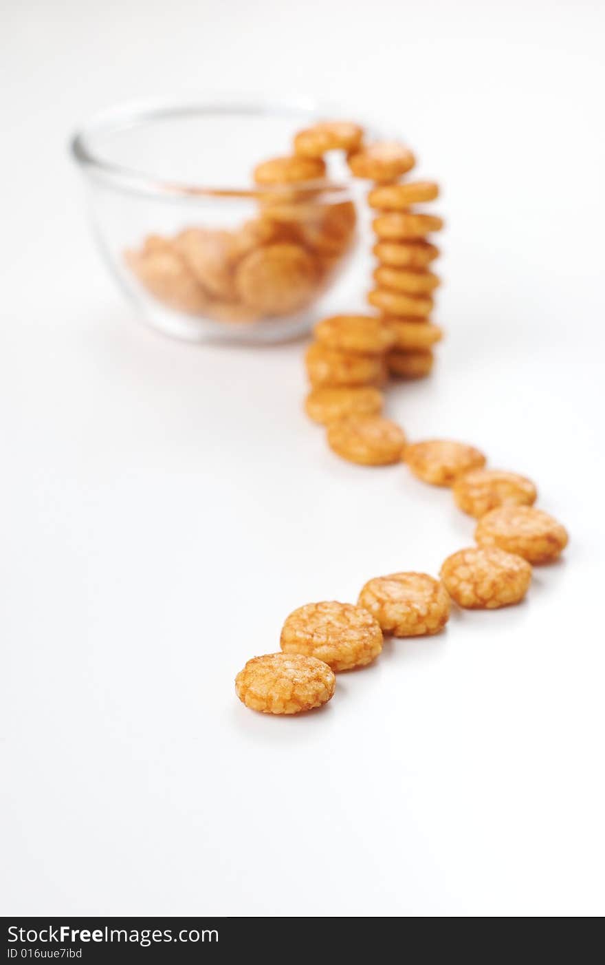 Translucent bowl of japanese crackers