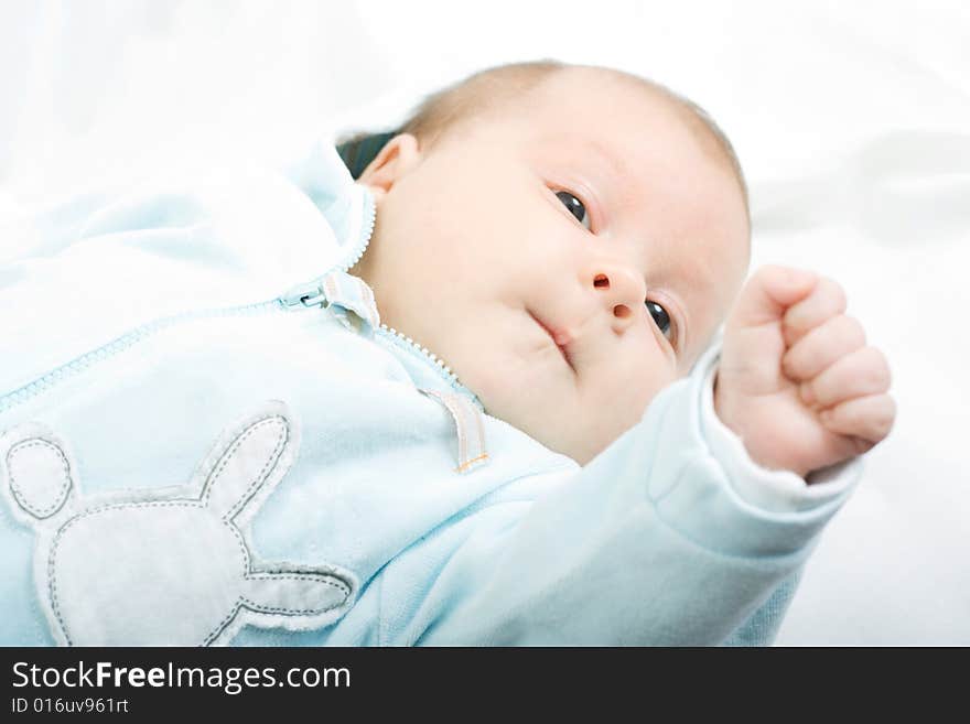 Little baby on white background. Little baby on white background.