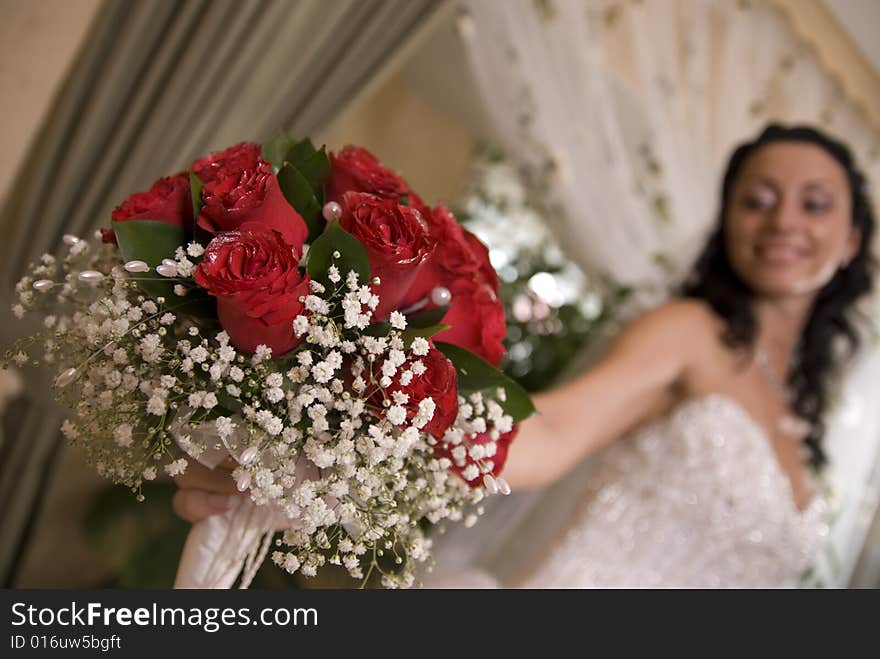 Close up of red bouquet