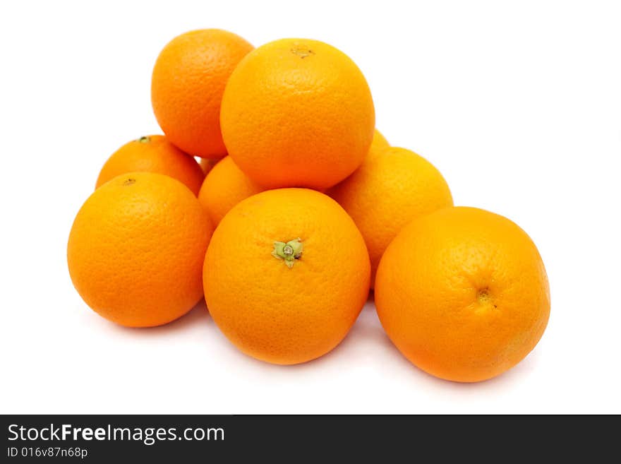 Close up of oranges isolated on white background.