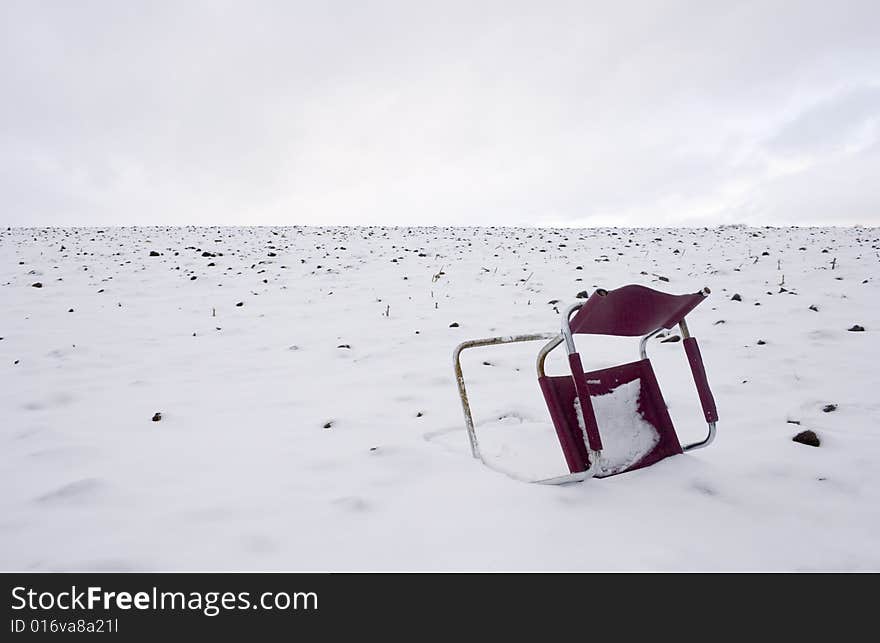 Office Chair in a Winter Landscape. Office Chair in a Winter Landscape