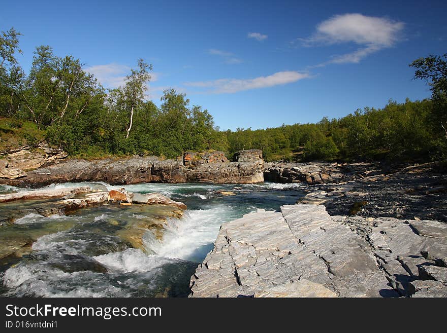 Flowing river, Abisko National Park in Sweden