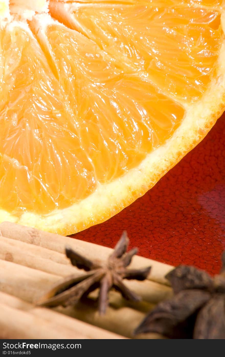 Orange fruit and anice close up. Orange fruit and anice close up