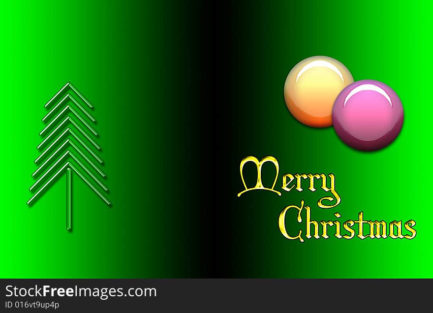 Christmas card with Christmas symbols and merry christmas