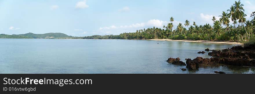 Long sandy bay on Koh Mak, Thailand