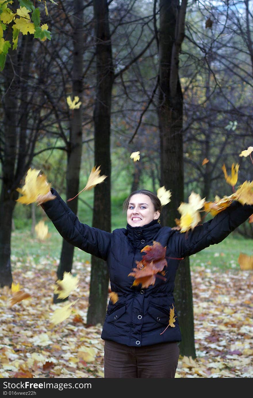 Girl in the autumn park