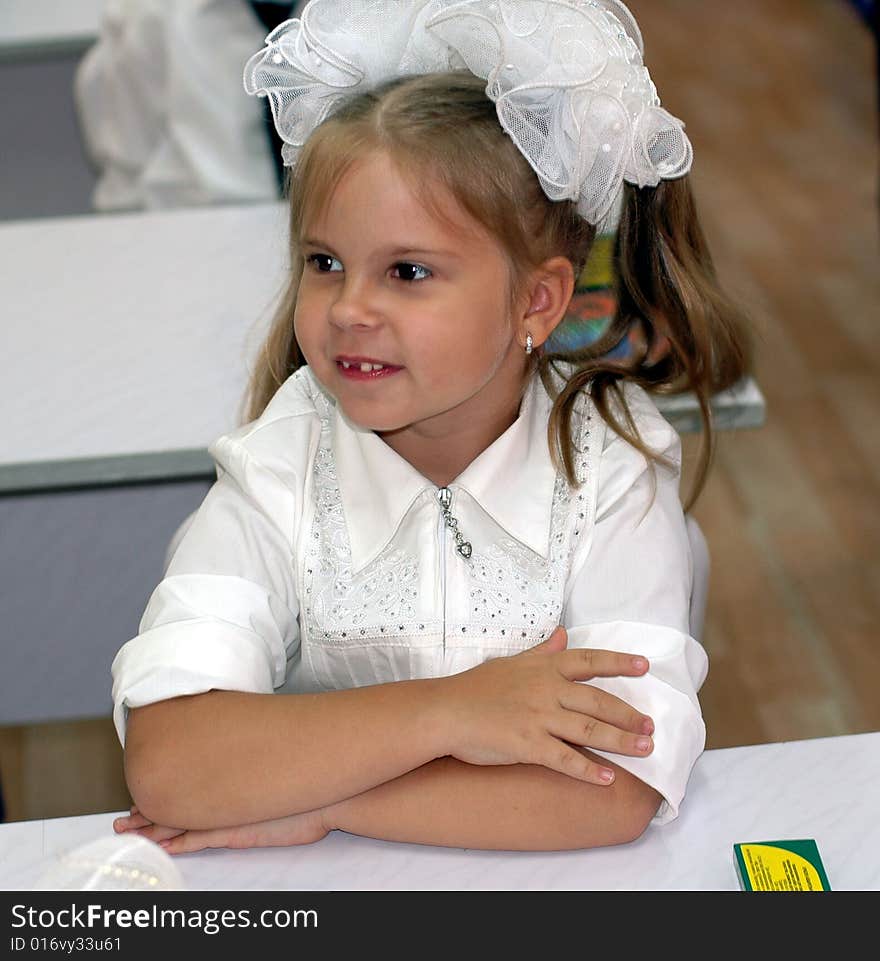 Little girl studying at school. Little girl studying at school