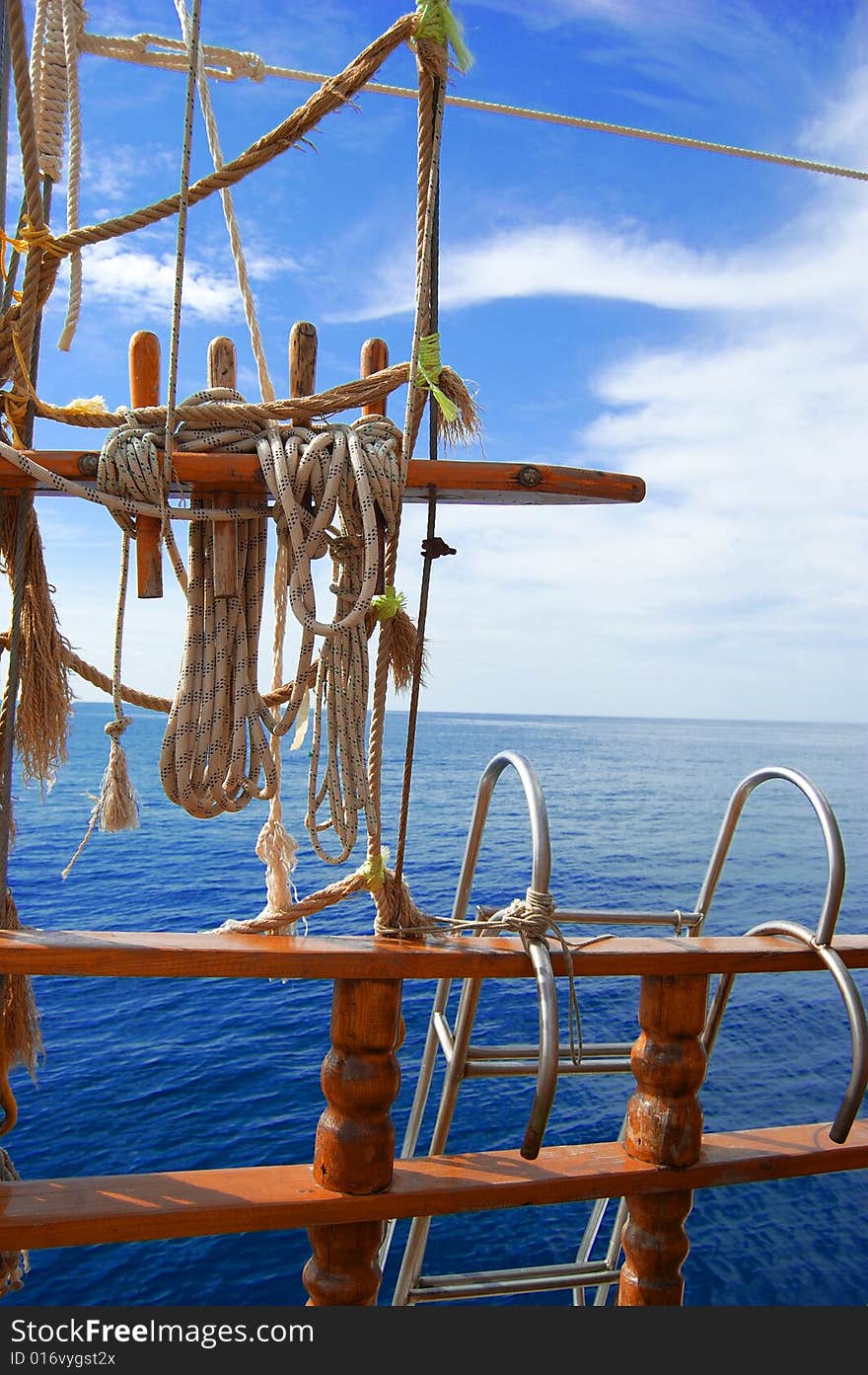 Ropes and ship's ladder taken at a yatch