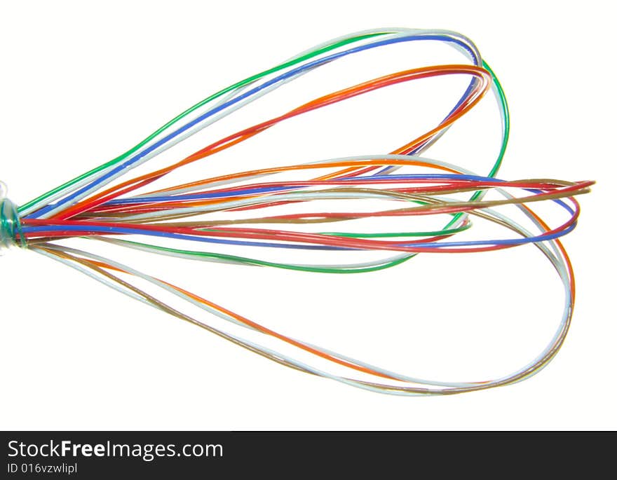 Multi - coloured telephone or telecommunication cable. Multi - coloured telephone or telecommunication cable