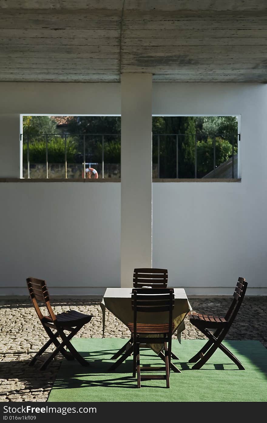 Coffee table in the patio