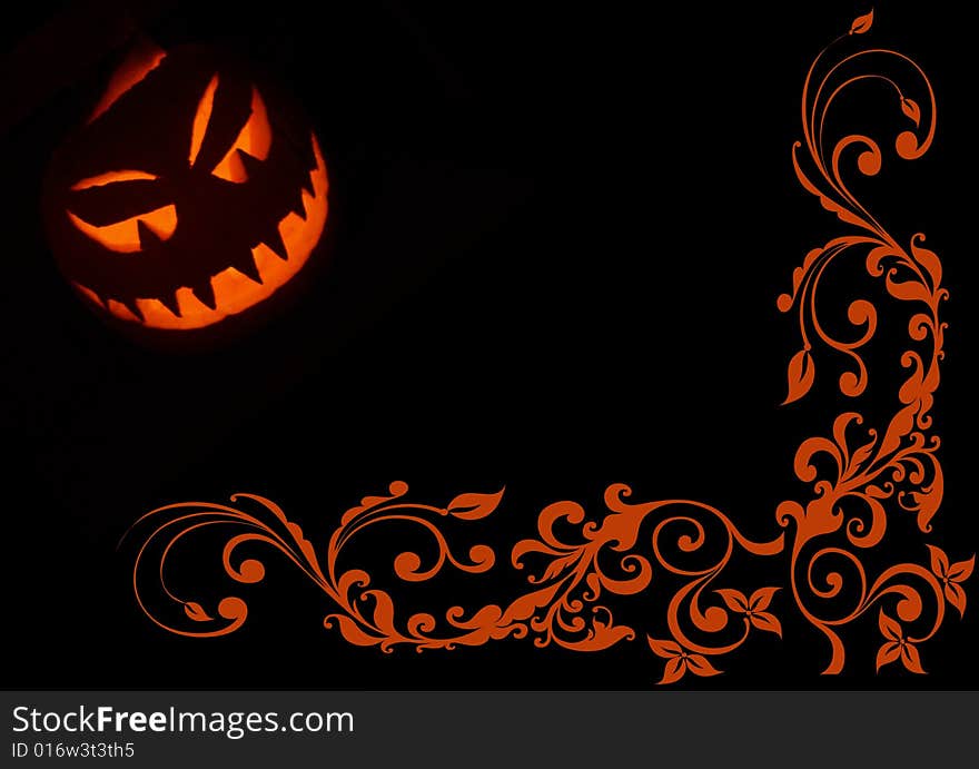 Jack-o'-lantern halloween illustration with orange and black background. Jack-o'-lantern halloween illustration with orange and black background