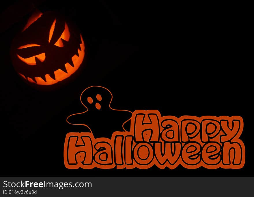 Jack-o'-lantern halloween illustration with orange and black background. Jack-o'-lantern halloween illustration with orange and black background