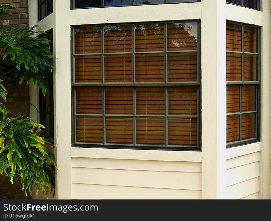 Photo of a bay window in a contemporary house. Photo of a bay window in a contemporary house