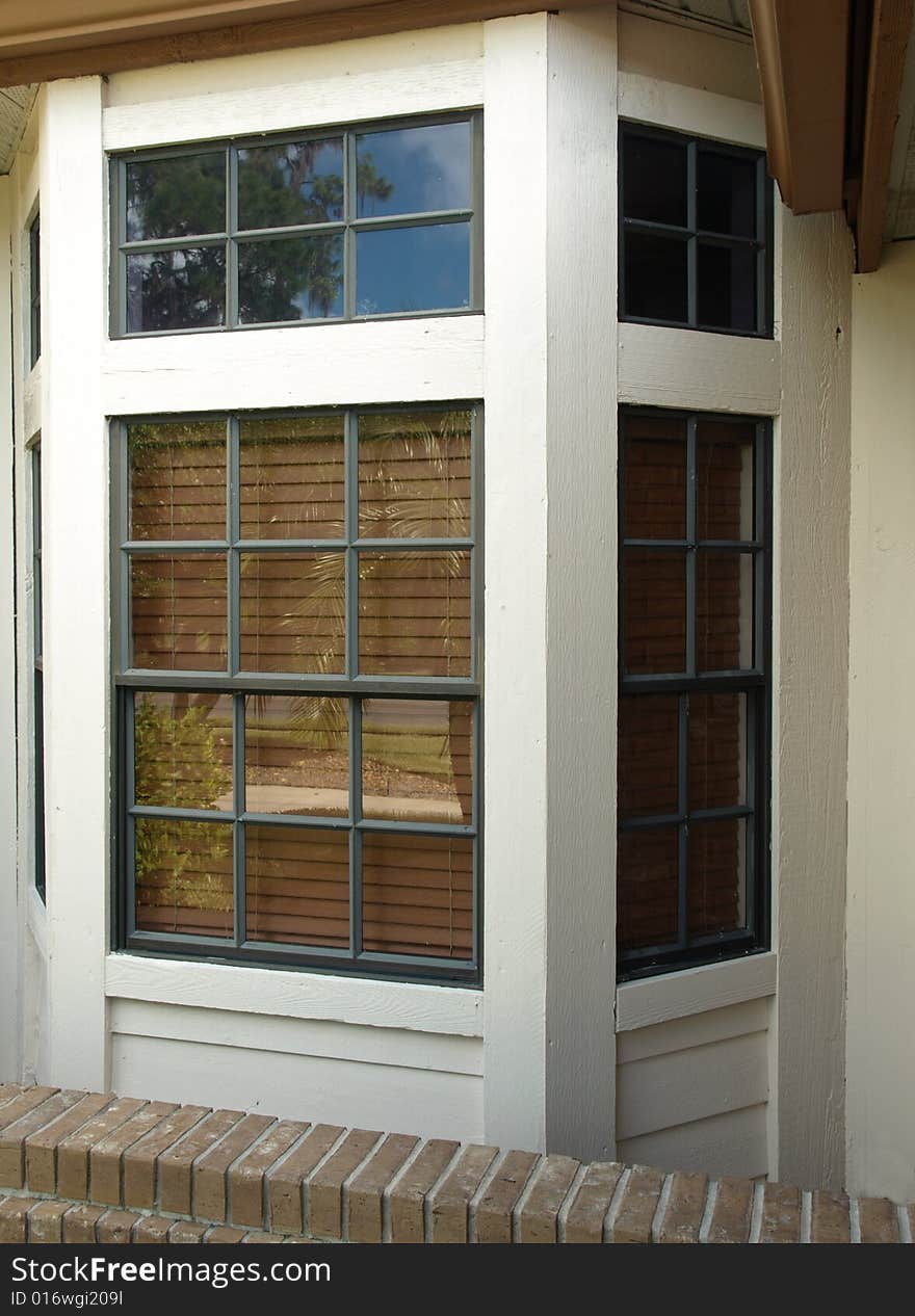 Photo of a bay window in a contemporary house. Photo of a bay window in a contemporary house