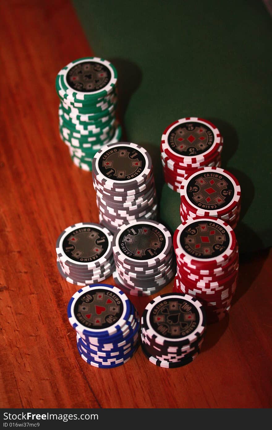 Poker chips in red and grey. Poker chips in red and grey