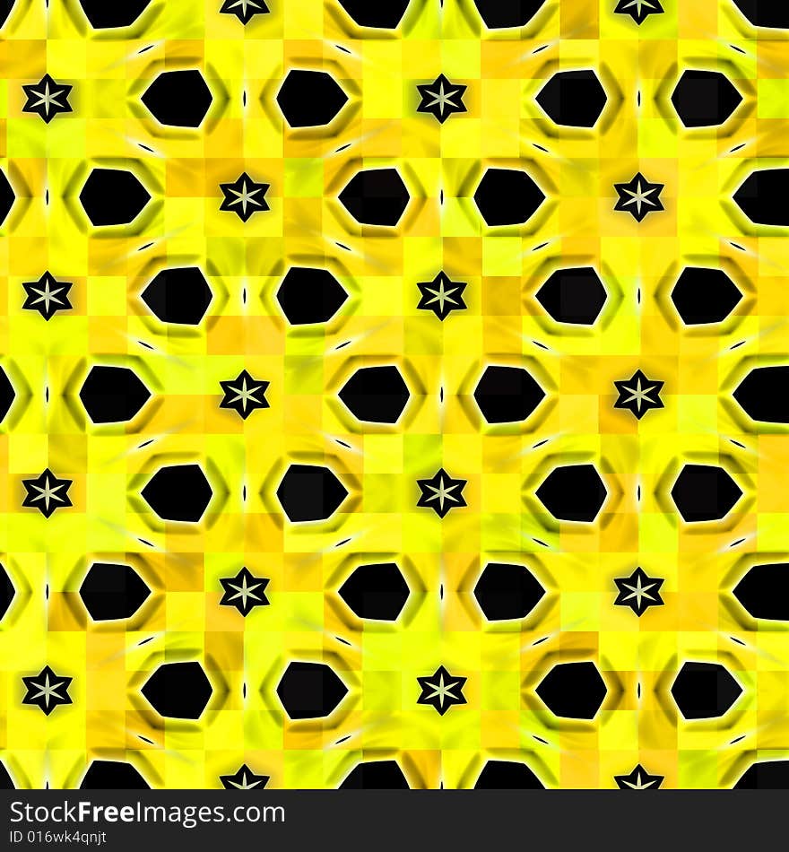 Retro texture with yellow and black stars and shapes. Retro texture with yellow and black stars and shapes