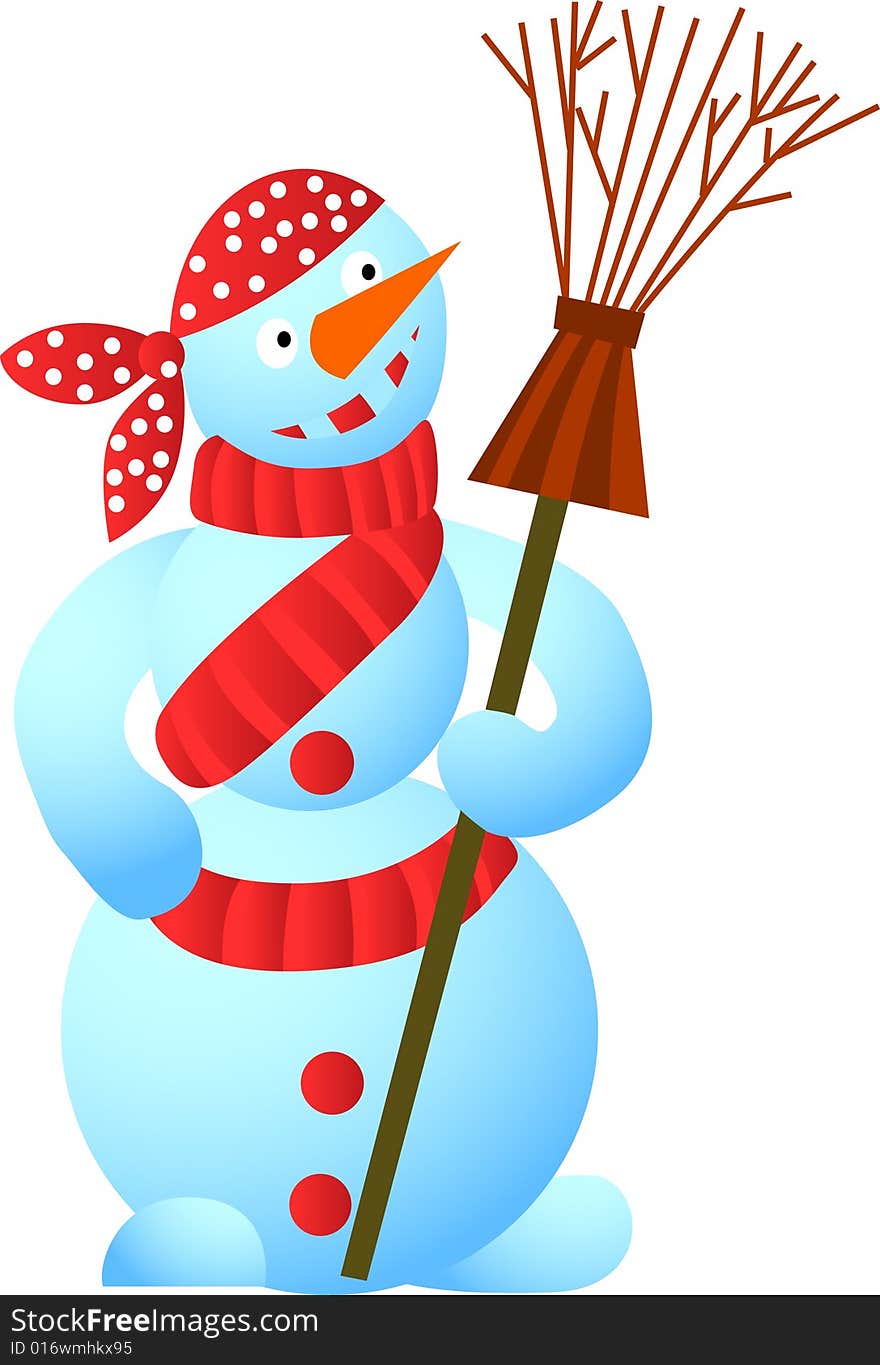 Cool snowman - pirate with a whisk