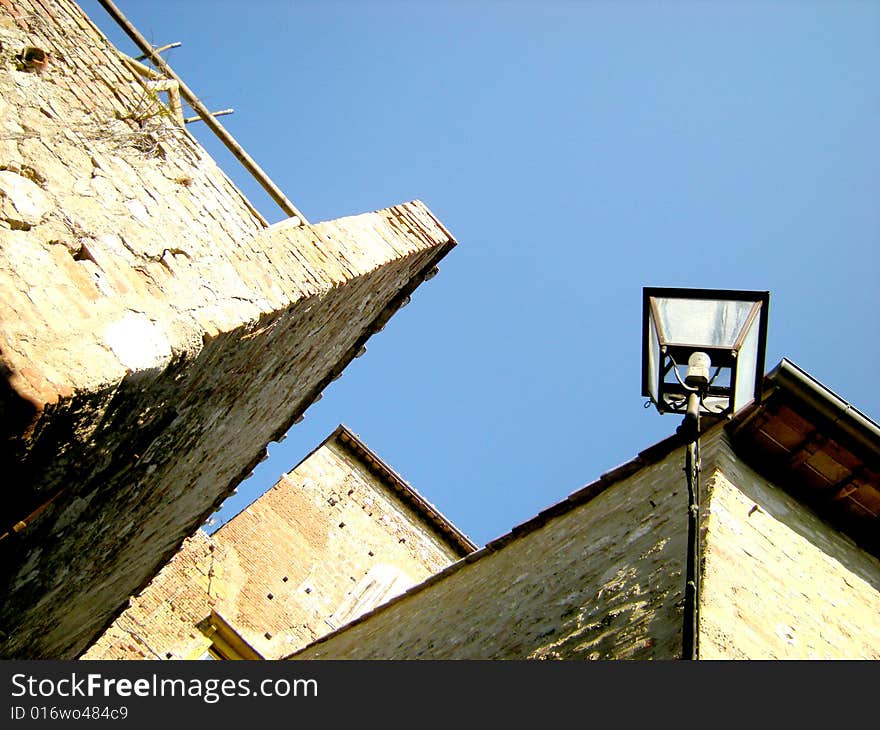 Glimpse of old walls characteristic of the Tuscan country