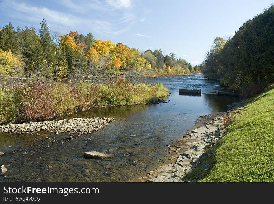 Beautiful landscape with mountains river and forest