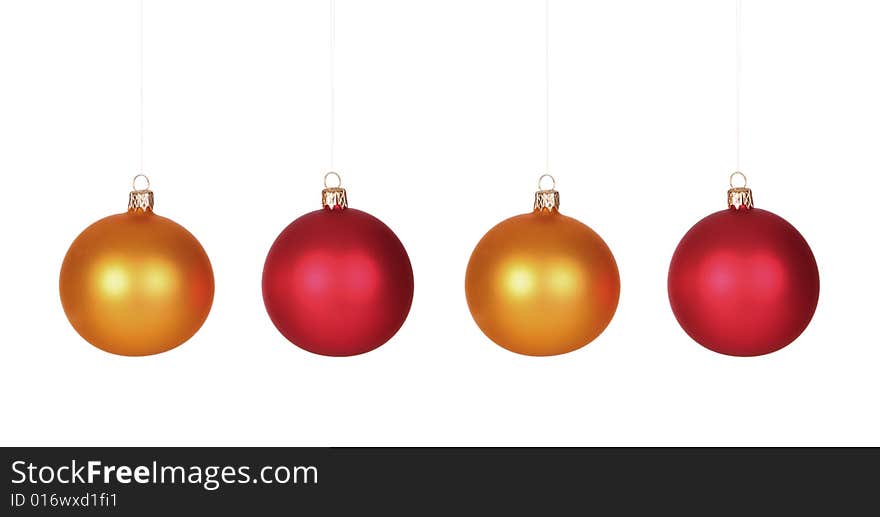 Details four ornament balls on white background