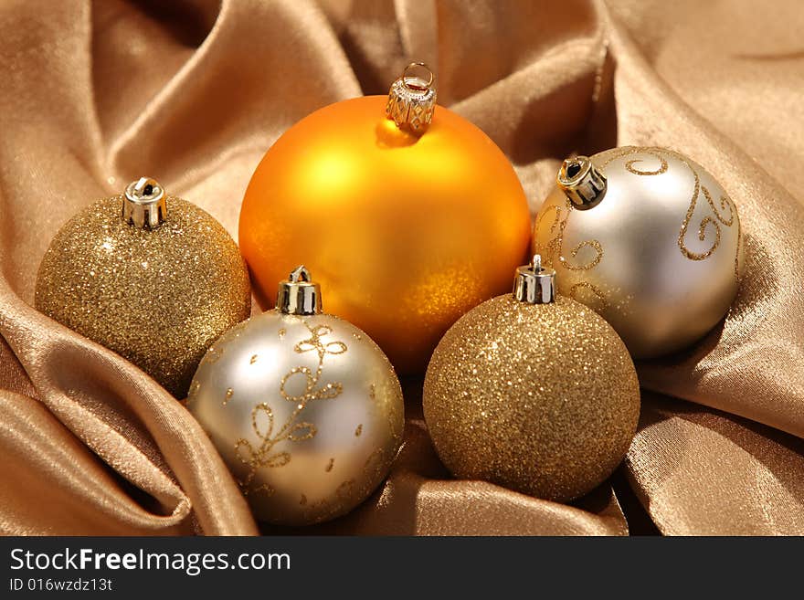 Details of golden ornament balls