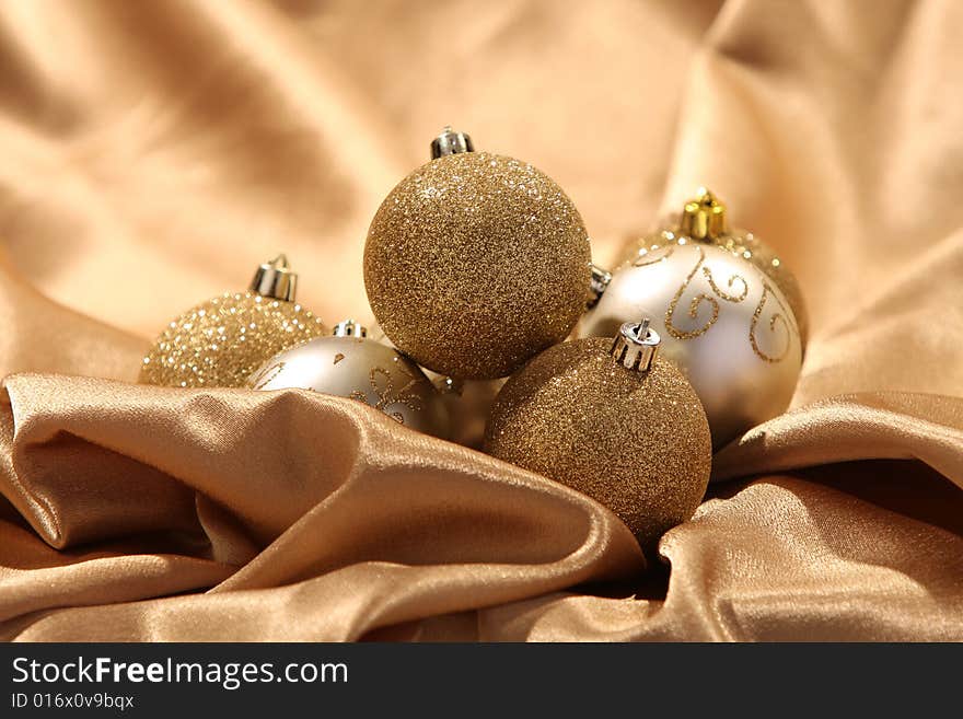 Details of golden ornament balls