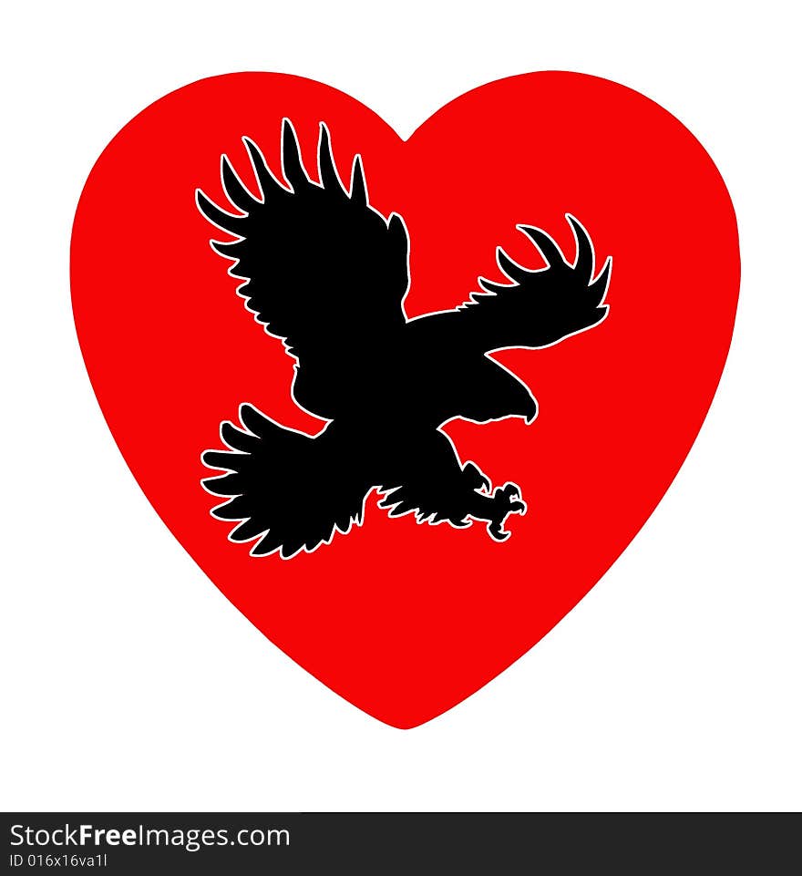 Illustration of the ravenous bird inwardly heart