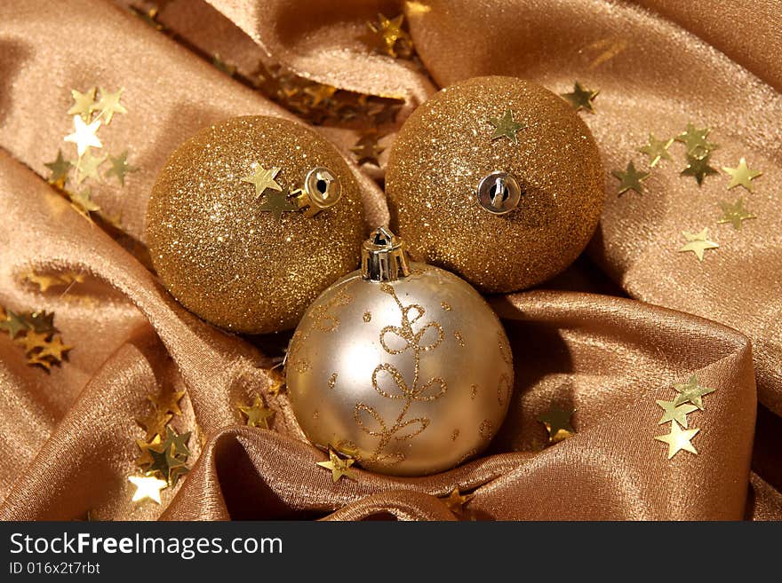 Details of golden ornament balls