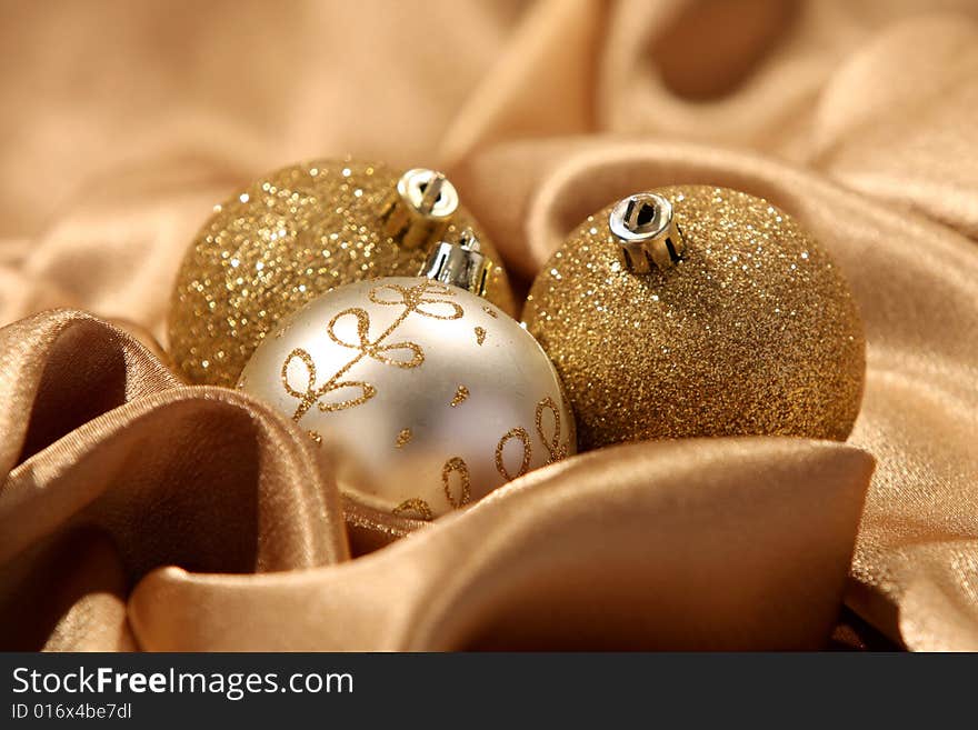 Details of golden ornament balls