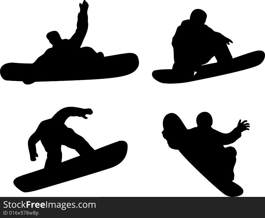 Illustration on the sport of snowboarding isolated on white background. Illustration on the sport of snowboarding isolated on white background