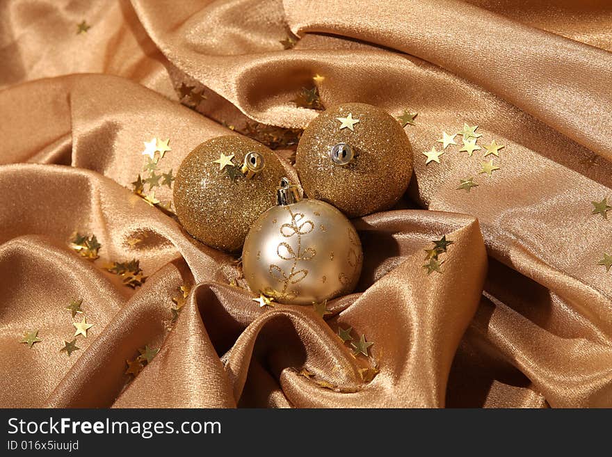 Details of golden ornament balls