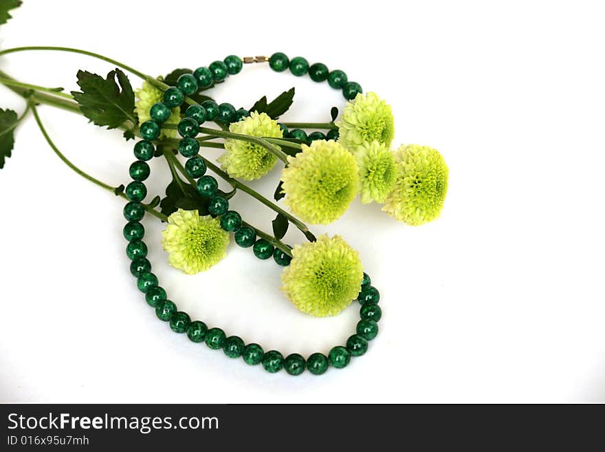 Malachite Necklace And Flowers